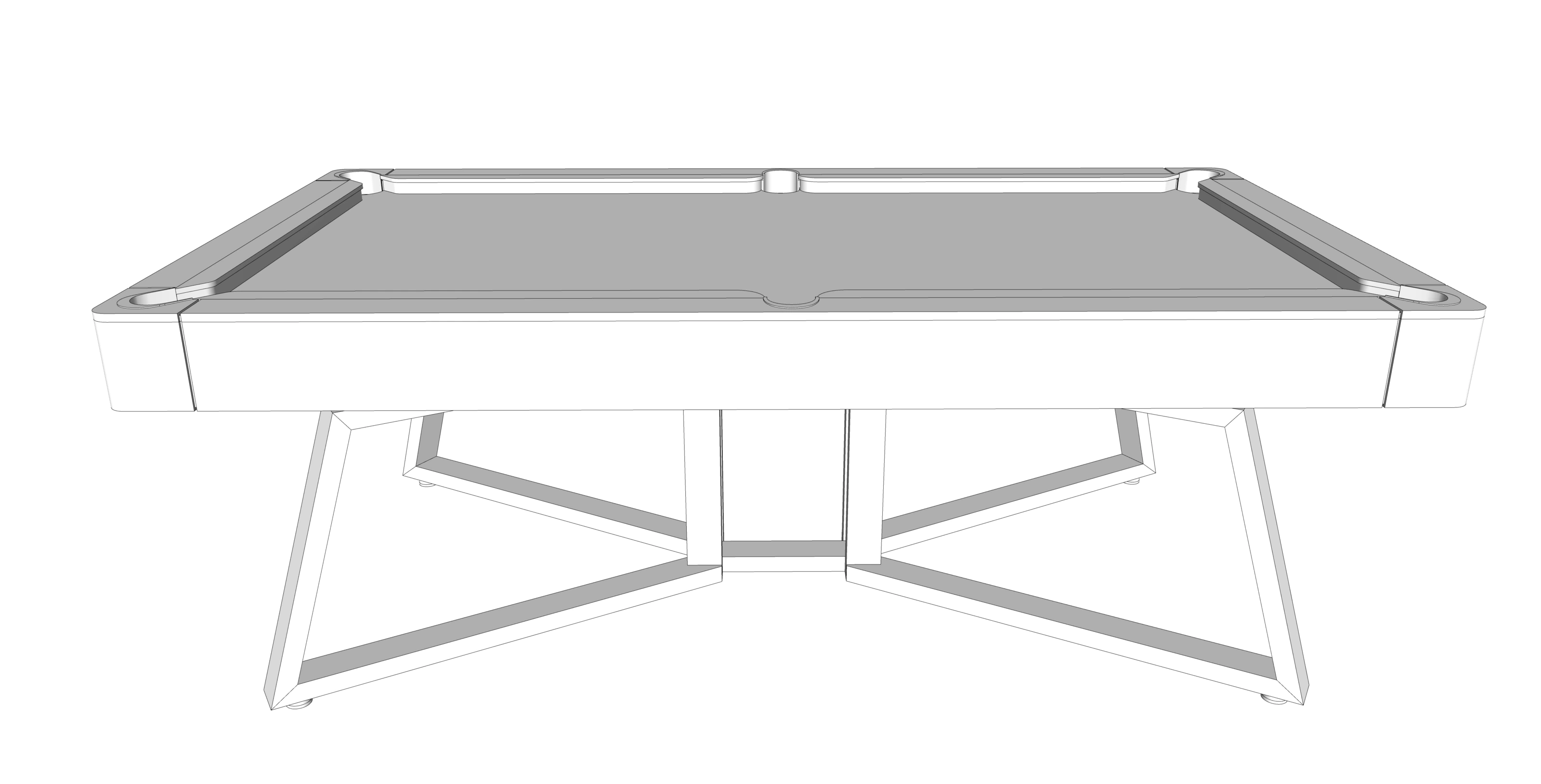 Vista frontal do projeto da mesa Elegance